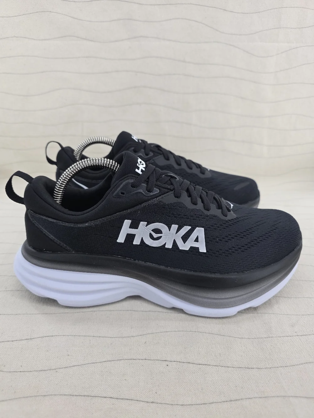 Hoka Womens Bondi 8 Black White Running Sneakers Shoes 1127954 Size 8D NEW - Picture 1 of 11